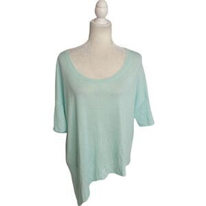 LINE. mint green asymmetrical short sleeve scoop neck cashmere blend‎ mint top L